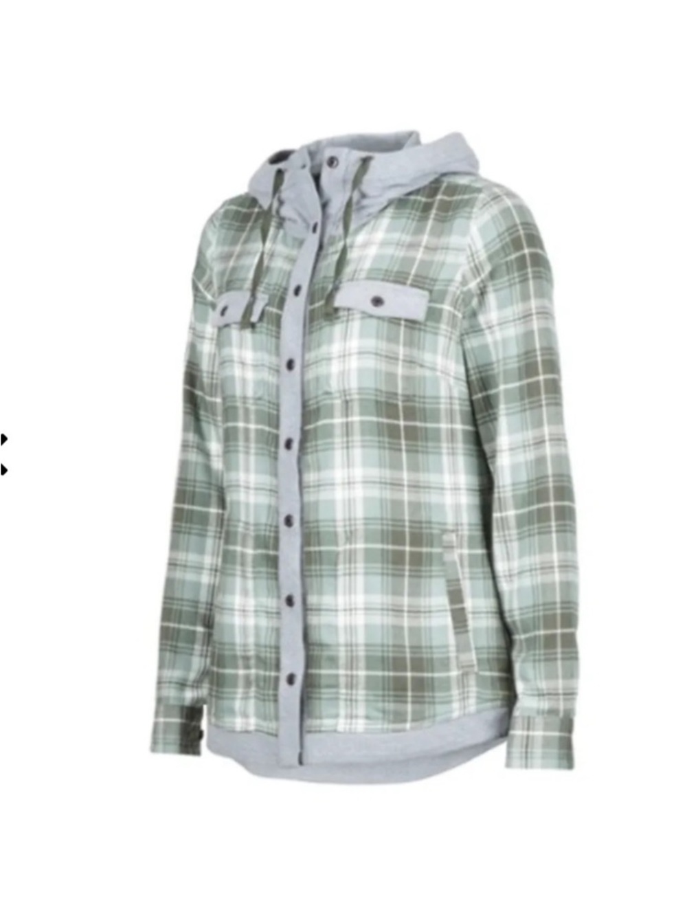 Marmot Reagan Shacket Size Medium in Sea Fog Hooded Plaid Cotton blend GUC